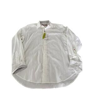 Robert Graham White Button Down Shirt NWT Embroidered Details Size M